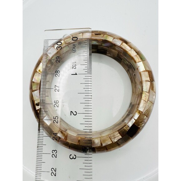 Vintage Mosaic Abalone Inlay Multicolor Bangle Bracelet